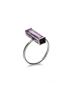 Clearance Anillo Oro Blanco Y Amatista Para Ella | Anillos