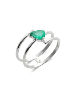 Sale Anillo Oro Blanco Y Esmeralda Para Ella | Anillos