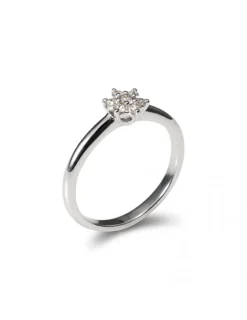 Fashion Anillo Oro Blanco Y Flor Diamantes Para Ella | Anillos