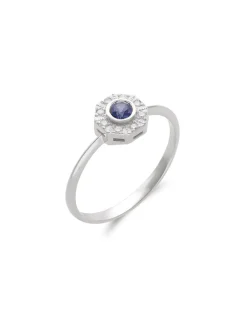 Fashion Anillo Oro Blanco, Zafiro Y Diamantes Para Ella | Anillos