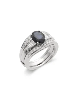 Discount Anillo Oro Blanco, Zafiro Y Diamantes Para Ella | Anillos