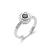 Outlet Anillo Oro Blanco, Zafiro Y Diamantes Para Ella | Anillos