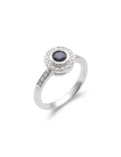 Outlet Anillo Oro Blanco, Zafiro Y Diamantes Para Ella | Anillos