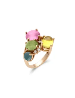 Fashion Anillo Oro Rosa, Turmalinas Y Diamantes Para Ella | Piezas Únicas
