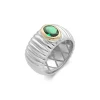 Outlet Anillo Plata-Oro Amarillo Y Piedra Verde Para Ella | Anillos