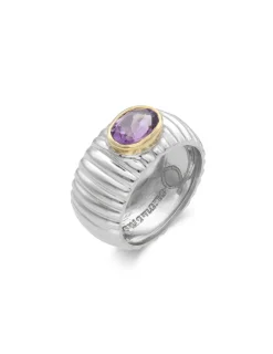Hot Anillo Plata-Oro Amarillo Con Amatista Para Ella | Anillos