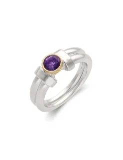 Online Anillo Plata-Oro Y Piedra Morada Para Ella | Anillos