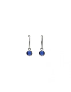 Fashion Argolla Plata Y Piedra Azul Pendientes | Para Ella