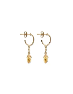 Online Argollas Oro Amarillo, Citrino Y Diamante Pendientes | Para Ella
