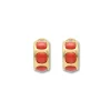 Outlet Argollas Oro Amarillo Y Coral Para Ella | Pendientes