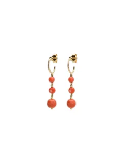 Sale Argollas Oro Amarillo Y Coral Para Ella | Pendientes