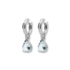 Discount Argollas Oro Blanco, Aguamarina Y Diamantes Para Ella | Pendientes