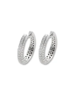 Hot Argollas Oro Blanco Con Diamantes Para Ella | Pendientes