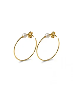 Fashion Argollas Oro y Perlas Pendientes | Pendientes