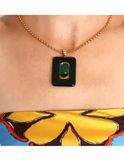 Hot Cadena - Colgante Oro Amarillo, Turmalina Y Ónix Para Ella | Piezas Únicas