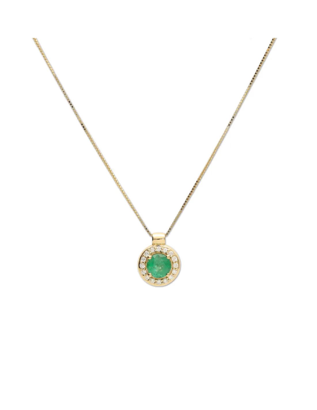 New Cadena-Colgante Oro Amarillo, Esmeralda Y Diamantes Para Ella | Collares Y Gargantillas