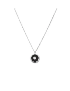 Fashion Cadena-Colgante Oro Blanco, Diamante Y Ónix Eclipsia | Para Ella