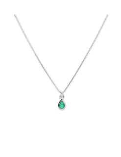 Fashion Cadena-Colgante Oro Blanco, Diamante Y Esmeralda Para Ella | Collares Y Gargantillas