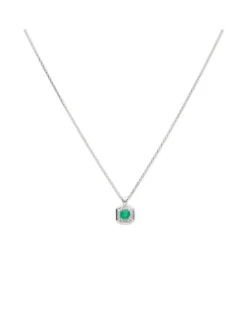 Clearance Cadena-Colgante Oro Blanco, Esmeralda Y Diamantes Para Ella | Collares Y Gargantillas