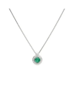 Clearance Cadena-Colgante Oro Blanco, Esmeralda Y Diamantes Para Ella | Collares Y Gargantillas