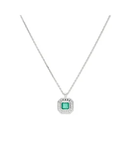 New Cadena-Colgante Oro Blanco, Esmeralda Y Diamantes Para Ella | Collares Y Gargantillas