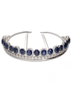 New Diadema Novia Plata, Circonitas y Piedras Azules Para Ella | Complementos