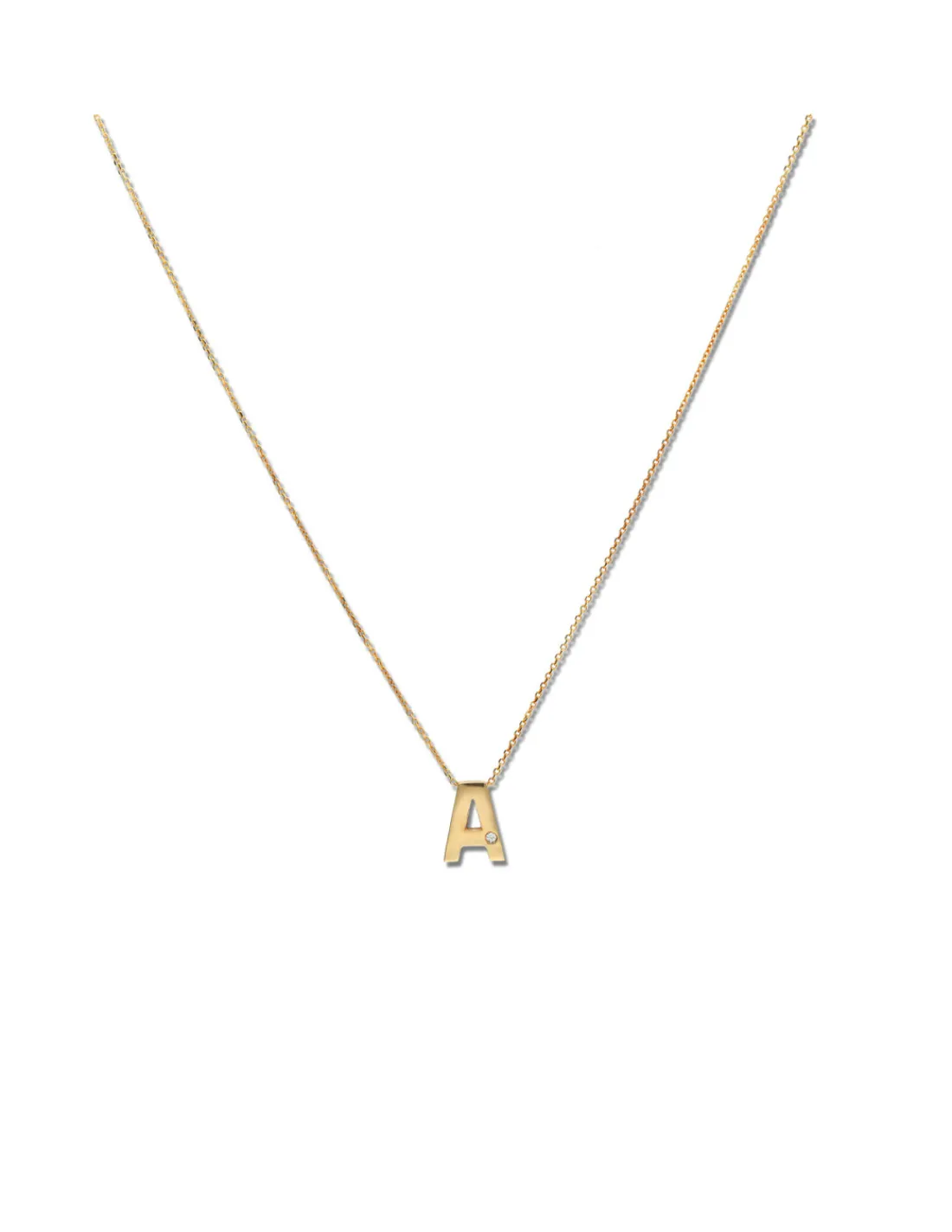 New Gargantilla Oro Amarillo Inicial A Con Diamante Gargantillas | Para Ella
