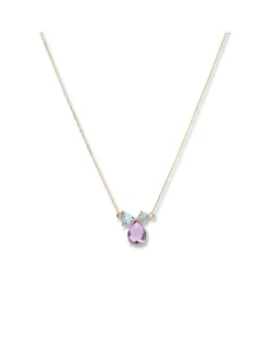 Discount Gargantilla Oro Amarillo, Aguamarina Y Amatista Para Ella | Collares Y Gargantillas