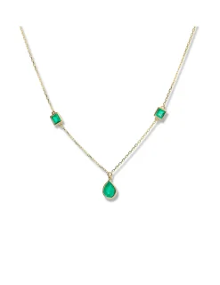 Outlet Gargantilla Oro Amarillo Y Esmeraldas Para Ella | Collares Y Gargantillas