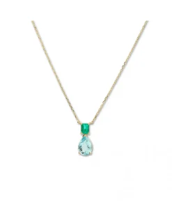 Best Gargantilla Oro Amarillo, Esmeralda Y Aguamarina Para Ella | Collares Y Gargantillas