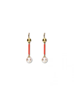 Outlet Pendiente Oro Amarillo, Ágata y Perla Pendientes | Para Ella