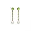 Outlet Pendiente Oro Amarillo, Peridoto Y Perla Para Ella | Pendientes