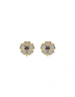 New Pendiente Oro Amarillo-Blanco, Zafiro Y Diamantes Para Ella | Pendientes