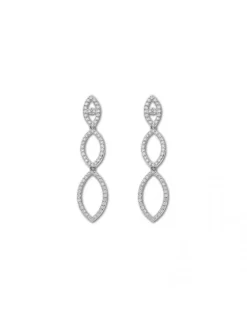 Outlet Pendiente Oro Blanco Y Diamantes Para Ella | Pendientes