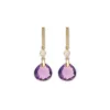 Hot Pendientes Oro Amarillo, Circonita Y Amatista Para Ella | Pendientes