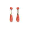 Sale Pendientes Oro Amarillo, Coral Y Diamantes Para Ella | Pendientes