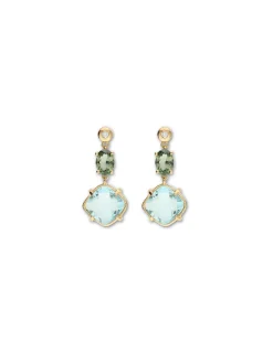 Clearance Pendientes Oro Amarillo, Diamante, Turmalina Y Topacio Para Ella | Pendientes