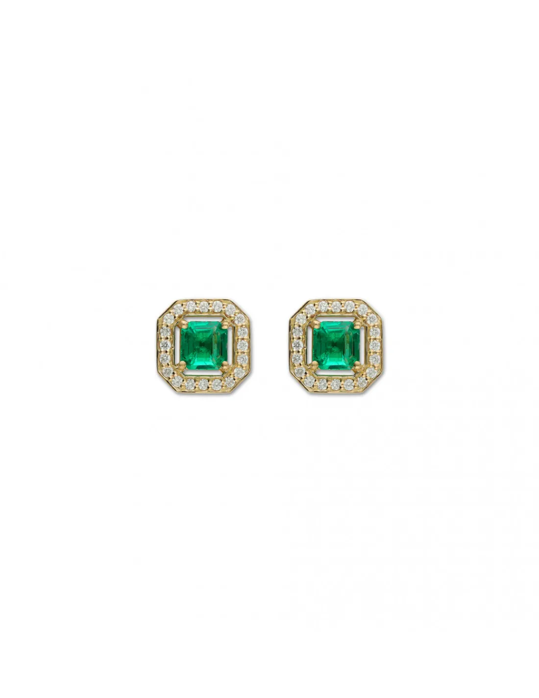 Outlet Pendientes Oro Amarillo, Esmeralda Y Diamantes Para Ella | Pendientes