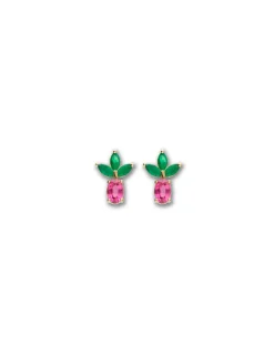 Discount Pendientes Oro Amarillo, Esmeraldas Y Turmalina Para Ella | Pendientes