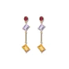 Sale Pendientes Oro Amarillo, Rubí, Amatista Y Citrino Pendientes | Para Ella