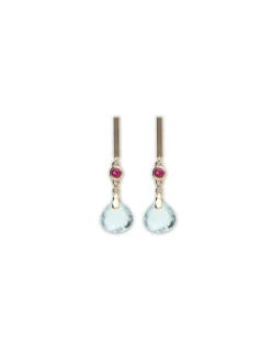 Clearance Pendientes Oro Amarillo, Rubí Y Topacio Para Ella | Pendientes