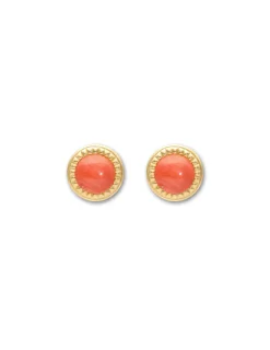 Outlet Pendientes Oro Amarillo Y Coral Para Ella | Pendientes