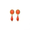 Outlet Pendientes Oro Amarillo Y Coral Para Ella | Piezas Únicas