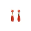 Clearance Pendientes Oro Amarillo Y Coral Para Ella | Pendientes