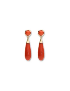 Online Pendientes Oro Amarillo Y Coral Para Ella | Pendientes