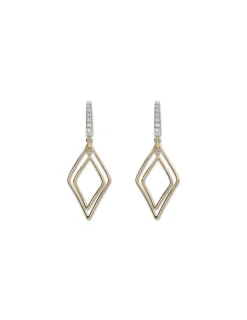 Clearance Pendientes Oro Amarillo-Blanco Y Diamantes Para Ella | Pendientes