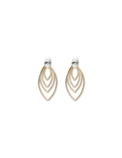 Outlet Pendientes Oro Amarillo-Blanco Para Ella | Pendientes