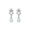 Clearance Pendientes Oro Blanco, Aguamarina Y Diamantes Para Ella | Pendientes
