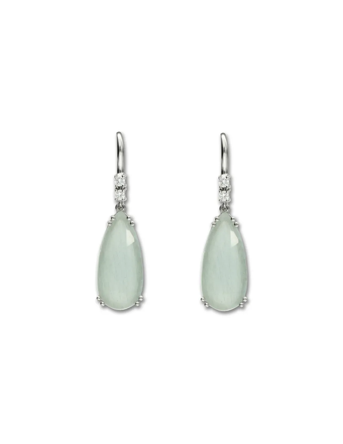 Outlet Pendientes Oro Blanco, Aguamarina Y Diamantes Para Ella | Pendientes