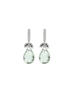 Clearance Pendientes Oro Blanco, Amatista Y Diamantes Para Ella | Pendientes